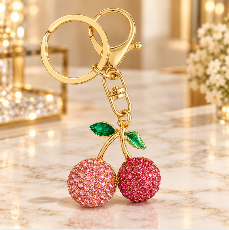 Pink Glitter Cherry Keychain – KCMEIFEN007