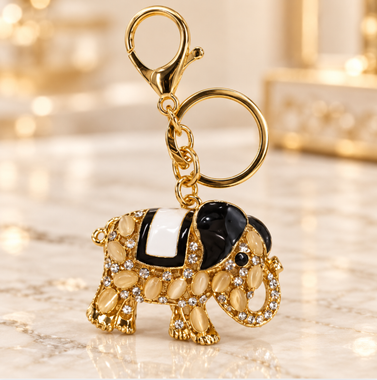 Black and White Elephant Keychain – KCMEIFEN029
