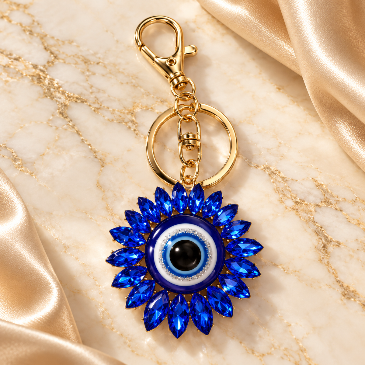 Blue Sunburst Evil Eye Keychain – KCMEIFEN051