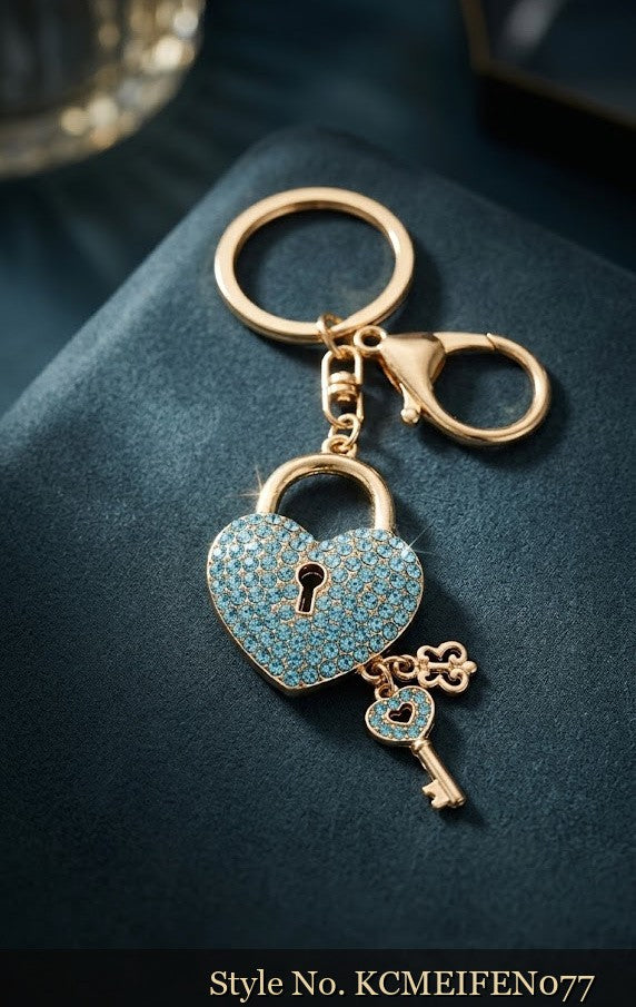 Blue Heart Lock and Key Keychain – KCMEIFEN077