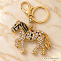 Jeweled Horse Keychain with Blue and Clear Accents