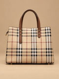Beige Plaid Top-Handle Bag | BAGWZ030