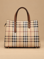 Beige Plaid Top-Handle Bag | BAGWZ030