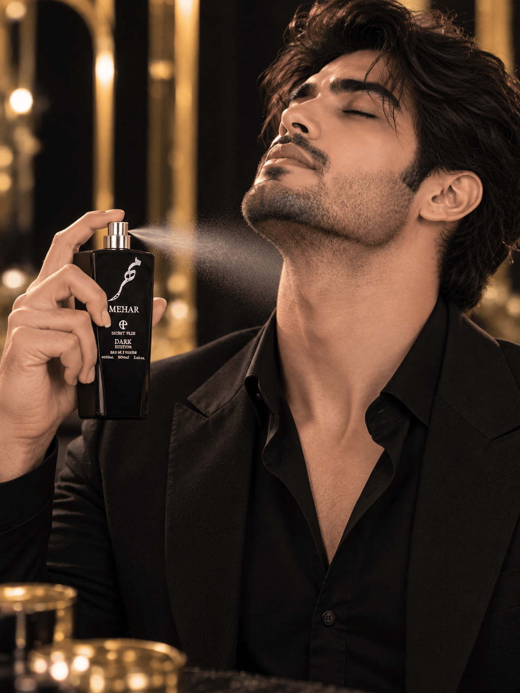 Eau De Parfum Spray, Matte Black Sculpted Bottle with Chrome Stallion Head Cap