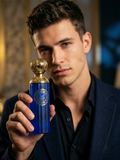 Fluted Cobalt Blue Eau De Parfum Spray, Slender Flacon with Ornate Gold Cap