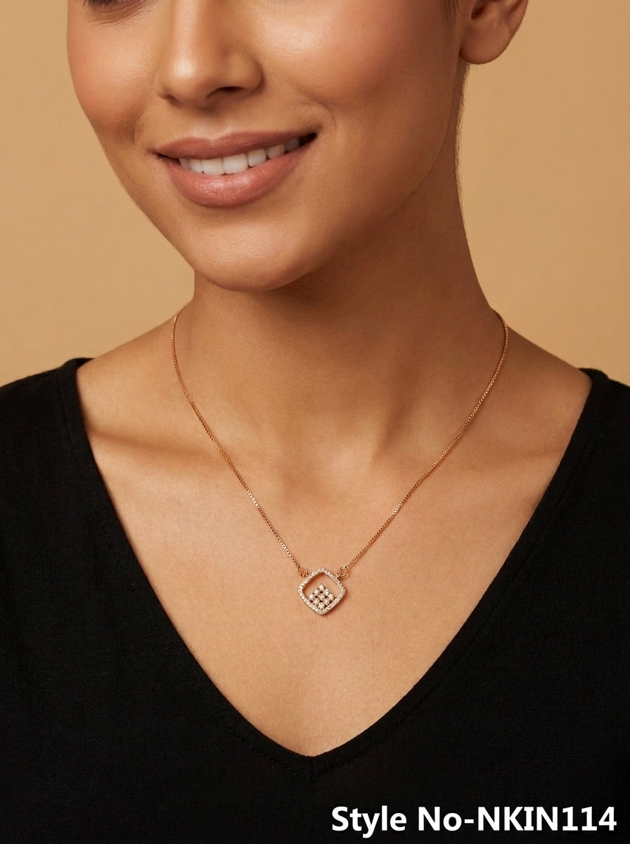 Rose Gold Geometric Pendant Necklace | NKIN114