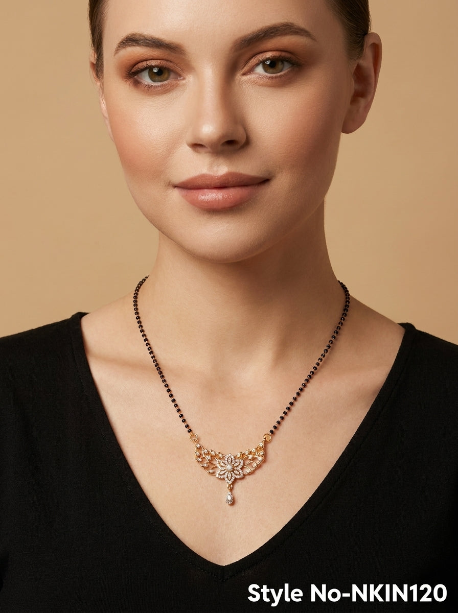 Black and Gold Floral Necklace | NKIN120