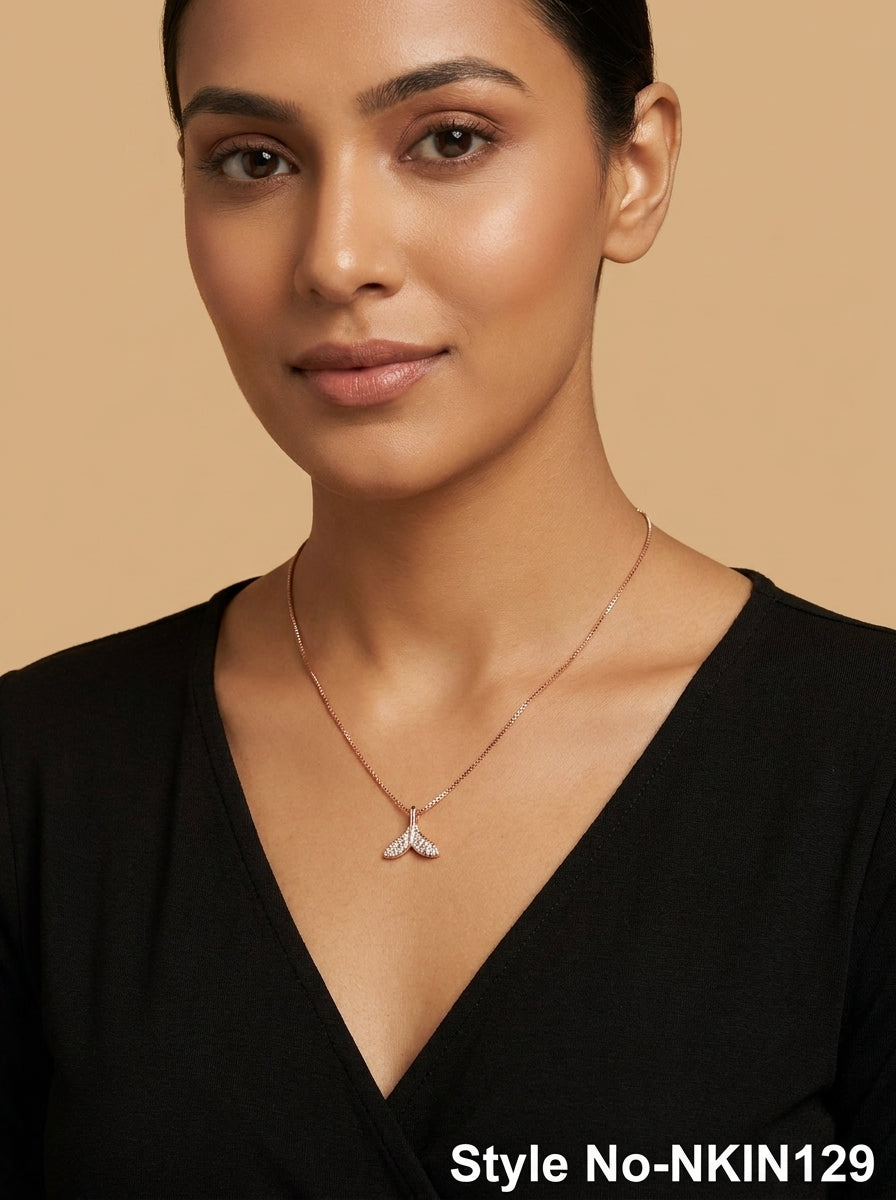 Rose Gold Butterfly Pendant Necklace | NKIN129
