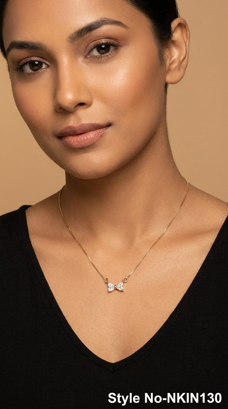 Rose Gold Floral Charm Necklace | NKIN130