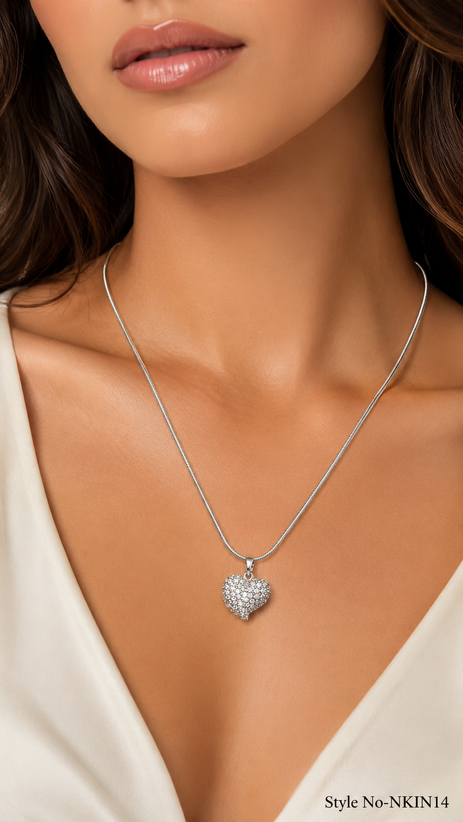 Silver Clear Teardrop Necklace | NKIN14
