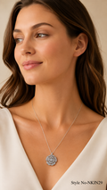 Silver Floral Medallion Necklace | NKIN29