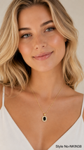 Gold Black Oval Pendant Necklace | NKIN38