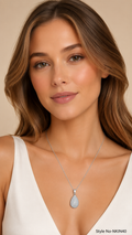 Silver Teardrop Crystal Necklace | NKIN40