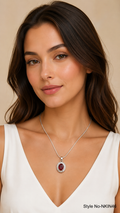 Silver Red Crystal Pendant Necklace | NKIN46