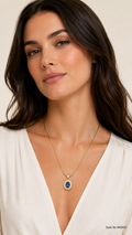 Gold Blue Oval Pendant Necklace | NKIN53