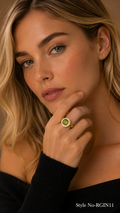 Gold Green Halo Crystal Ring | RGIN11
