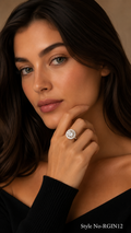 Silver Round Halo Crystal Ring | RGIN12