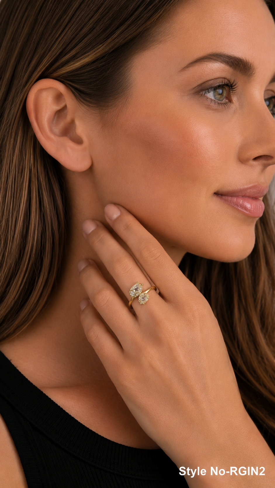 Gold Clear Crystal Cluster Ring | RGIN2