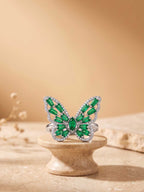 Silver Green Butterfly Ring | RGIN21