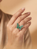 Silver Green Butterfly Ring | RGIN21