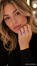 Silver Purple Square Crystal Ring | RGIN23