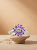 Silver Purple Sunburst Ring | RGIN25