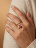 Gold Red Drop Stone Ring | RGIN33