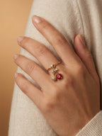 Gold Red Drop Stone Ring | RGIN33