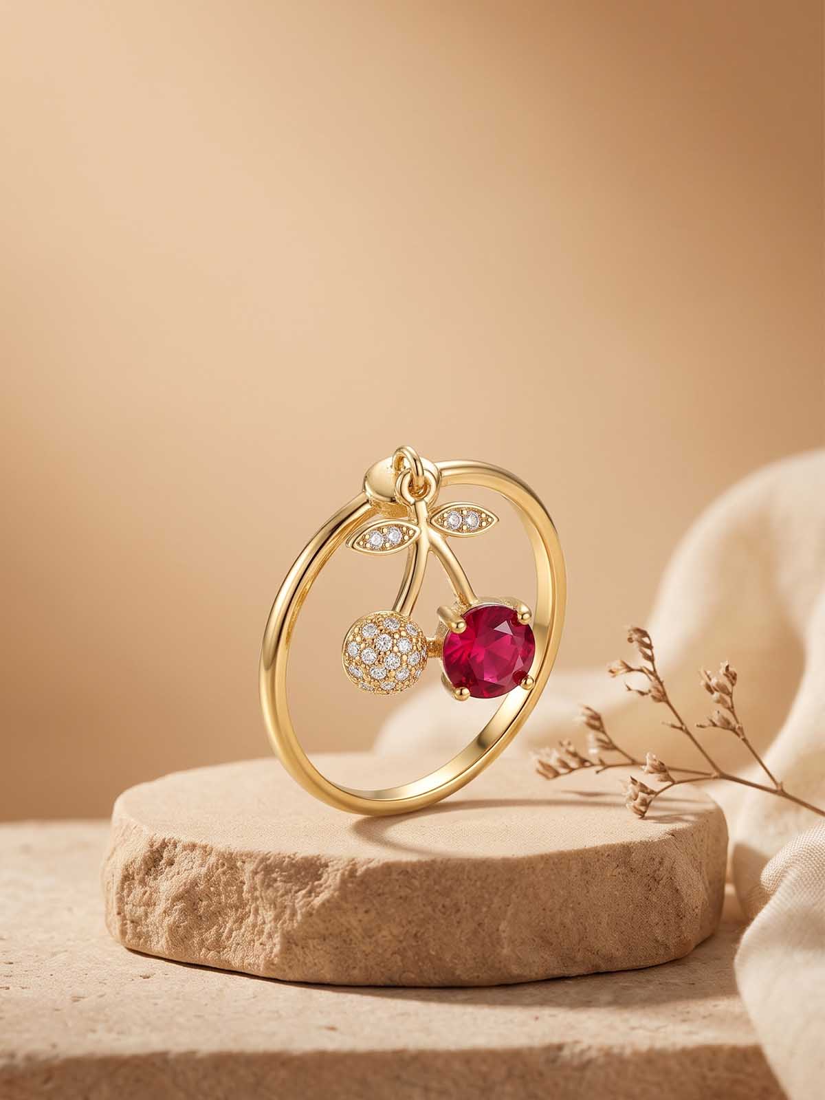 Gold Red Drop Stone Ring | RGIN33