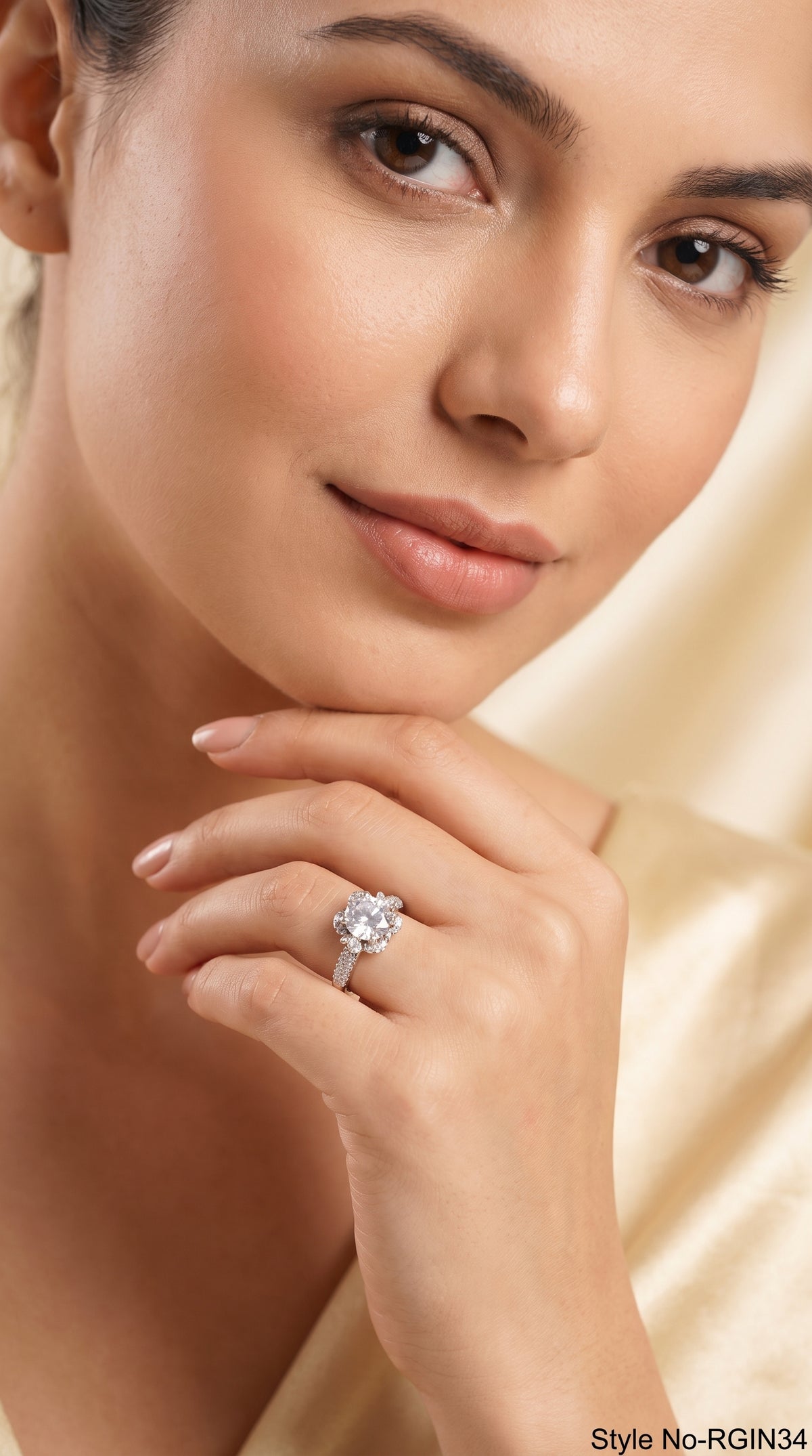 Silver Crystal Blossom Ring | RGIN34