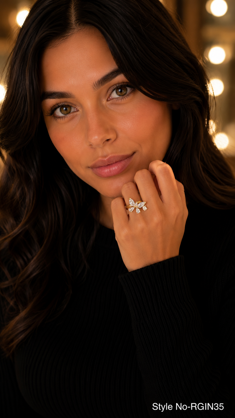 Rose Gold Marquise Flower Ring | RGIN35