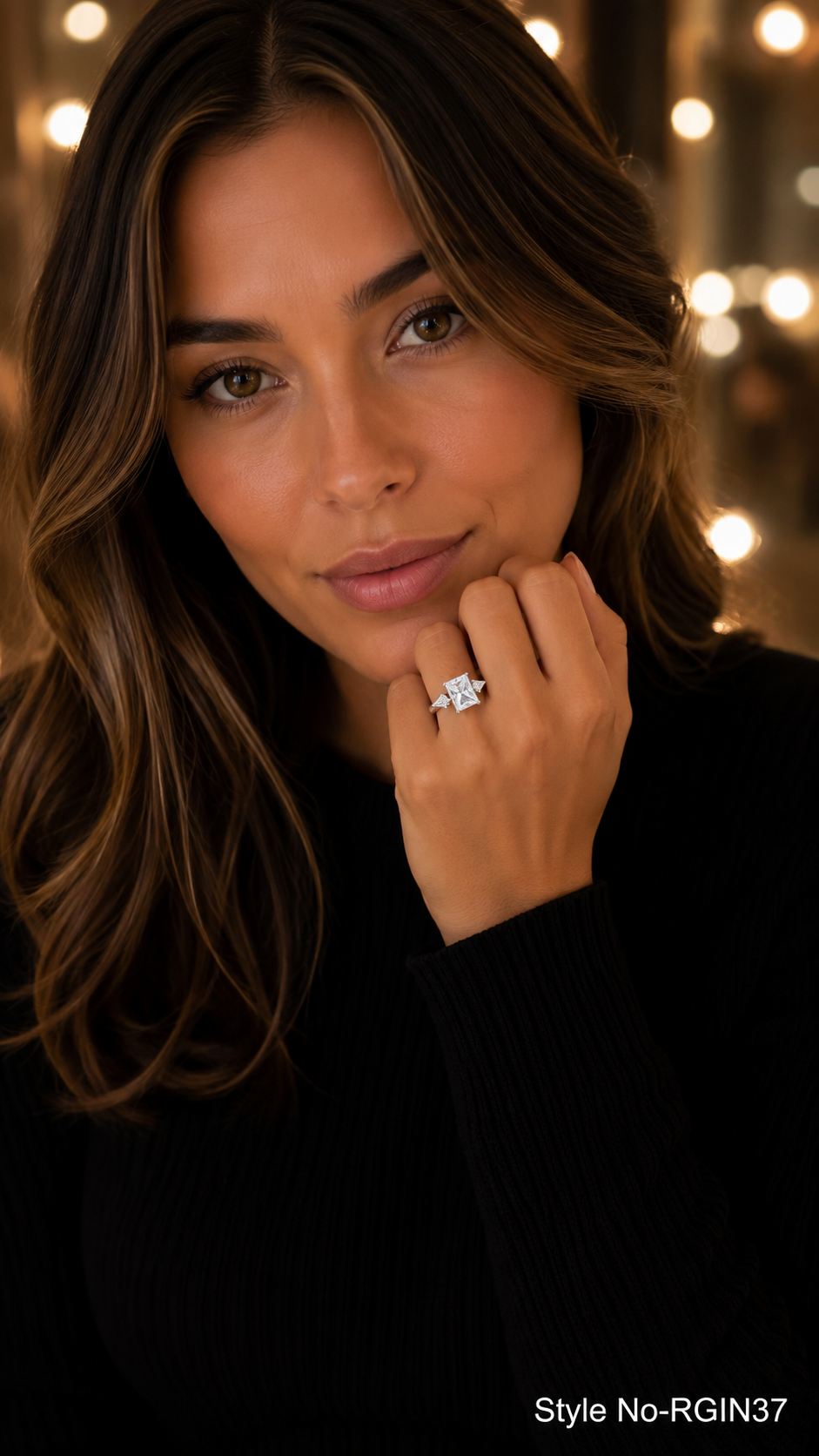 Silver Square Crystal Ring | RGIN37
