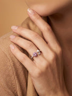 Silver Pink Flower Accent Ring | RGIN42