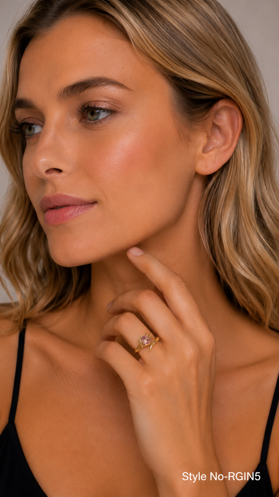 Gold Pink Stone Ring | RGIN5