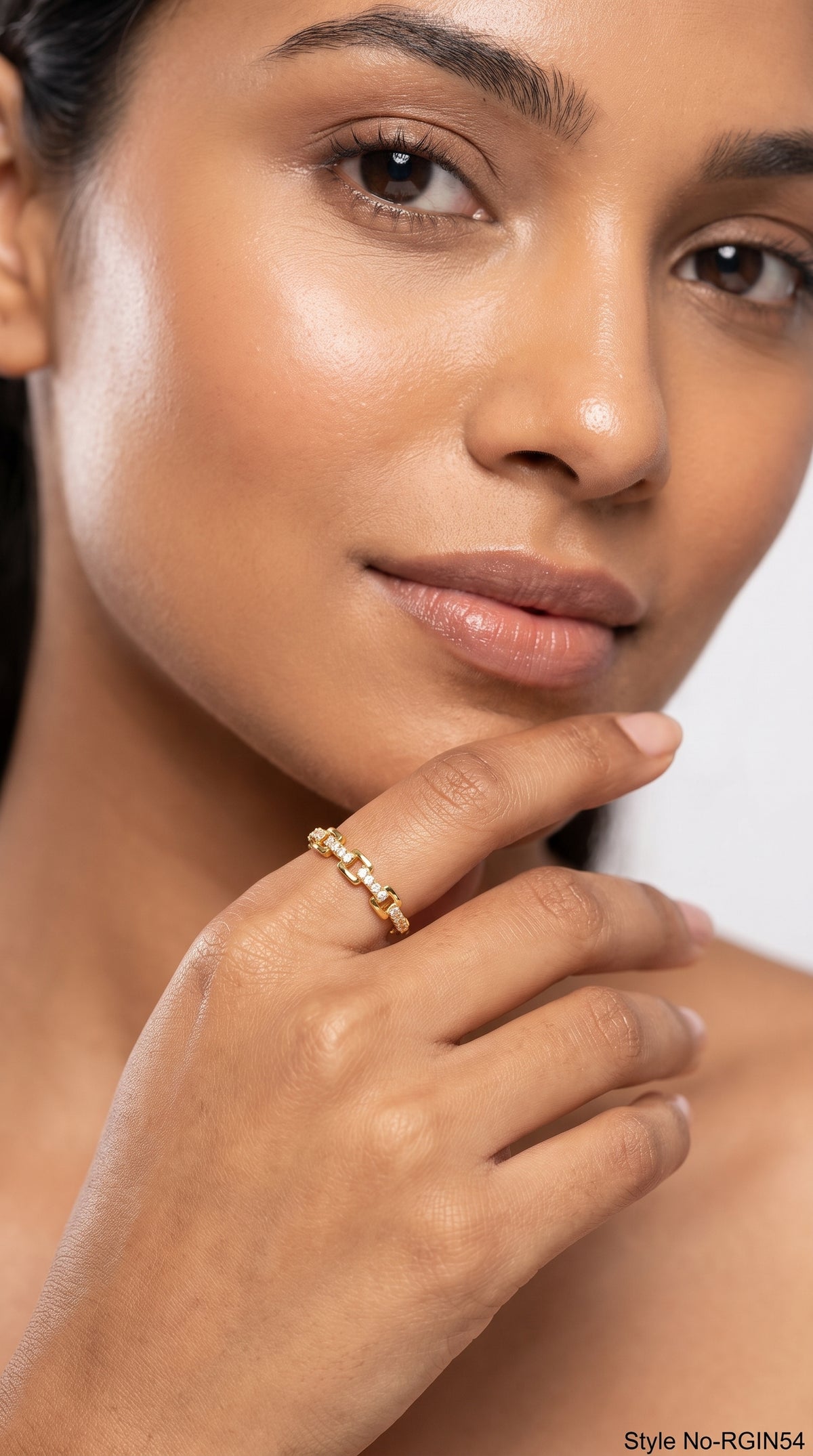 Gold Crystal Link Band Ring | RGIN54