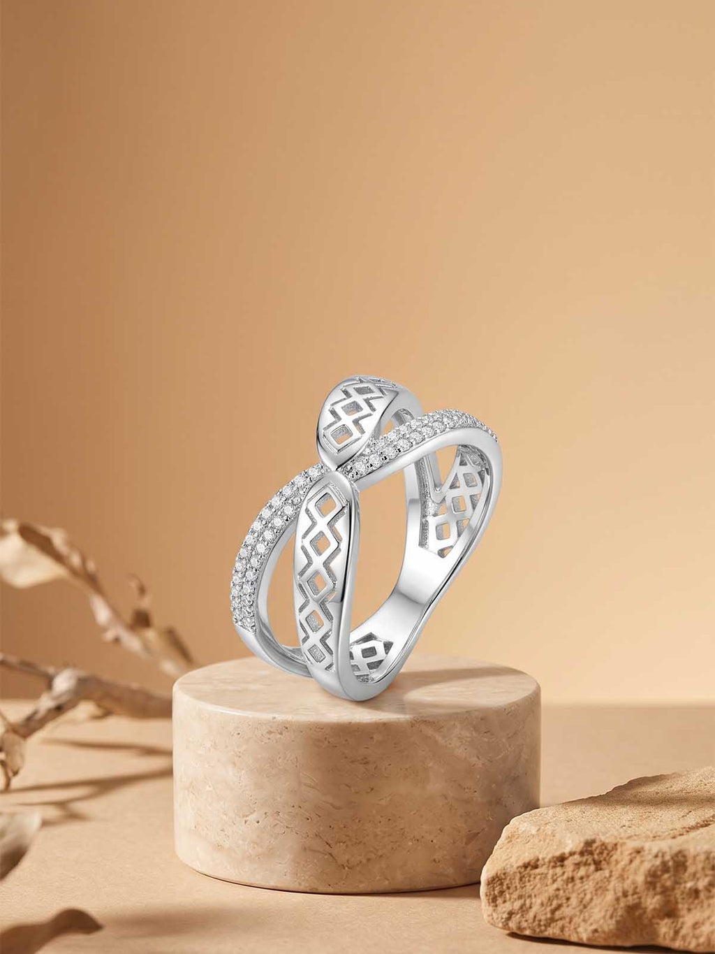 Silver Knot Crystal Ring | RGIN66