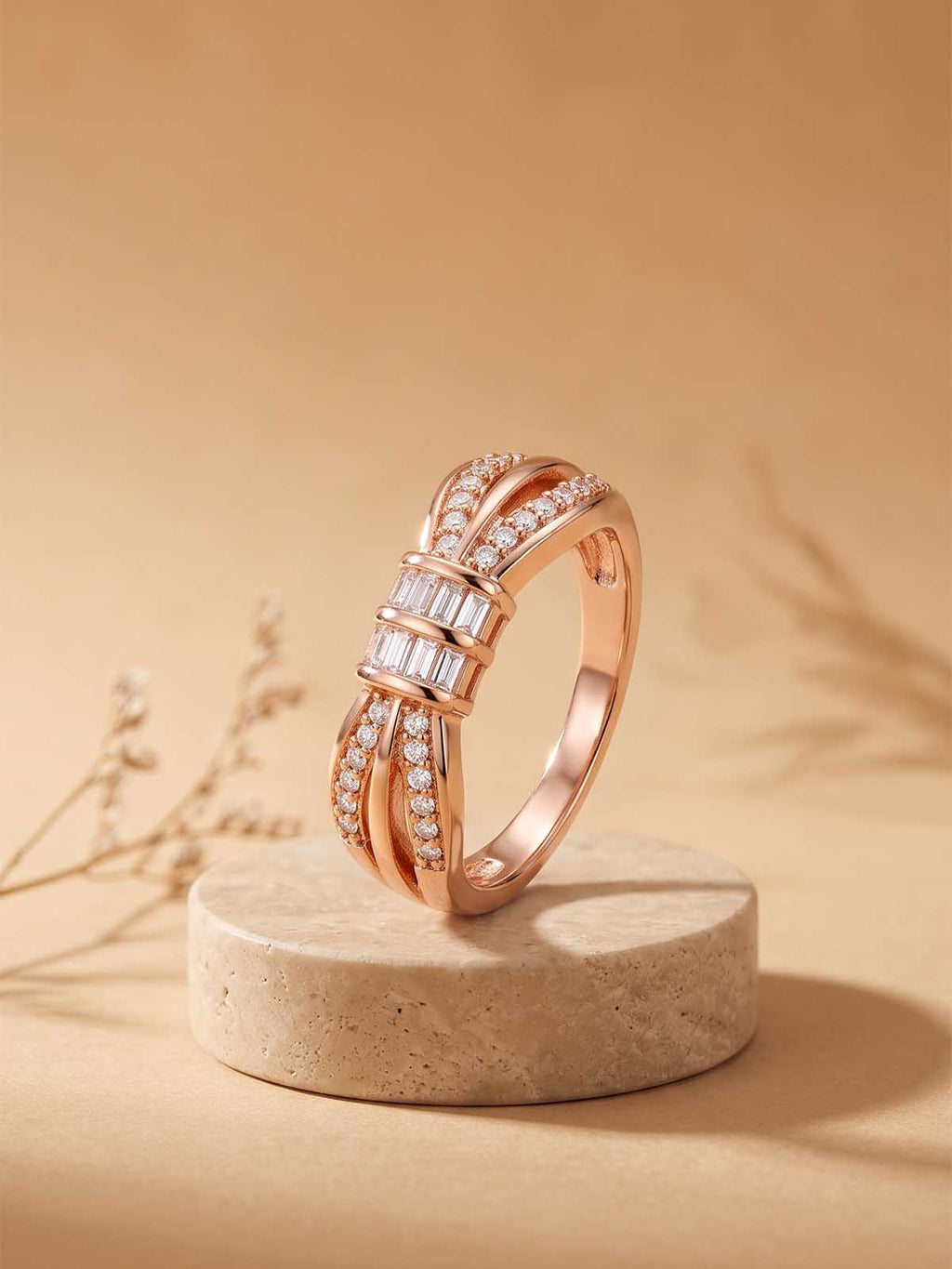 Rose Gold Bow Crystal Ring | RGIN70