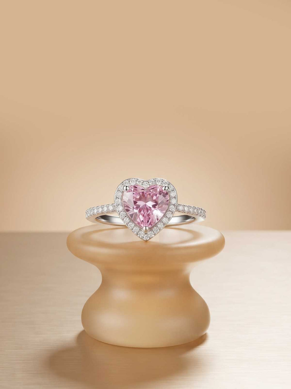 Silver Pink Heart Ring | RGIN74