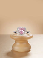 Silver Pink Heart Ring | RGIN74