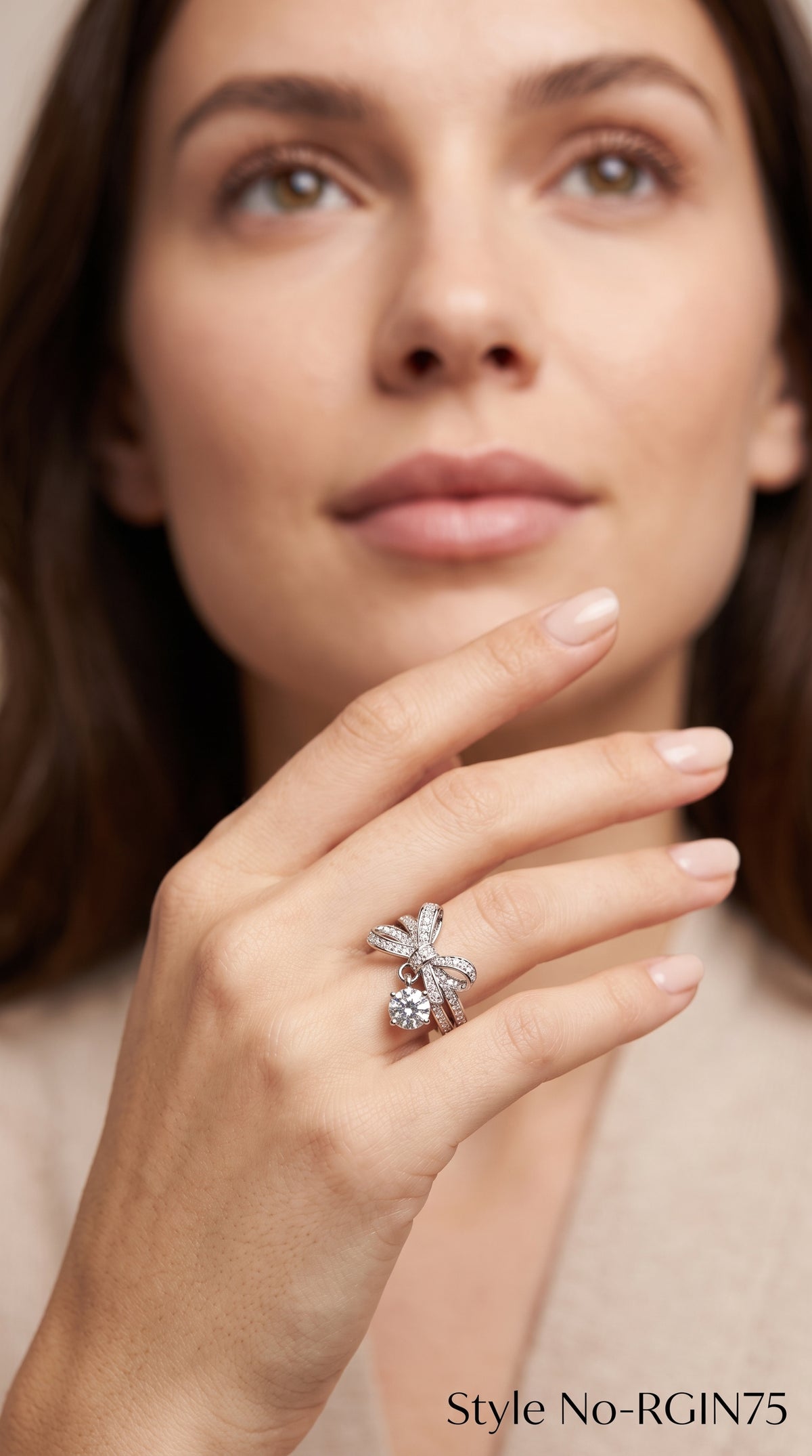 Silver Crystal Bow Ring | RGIN75