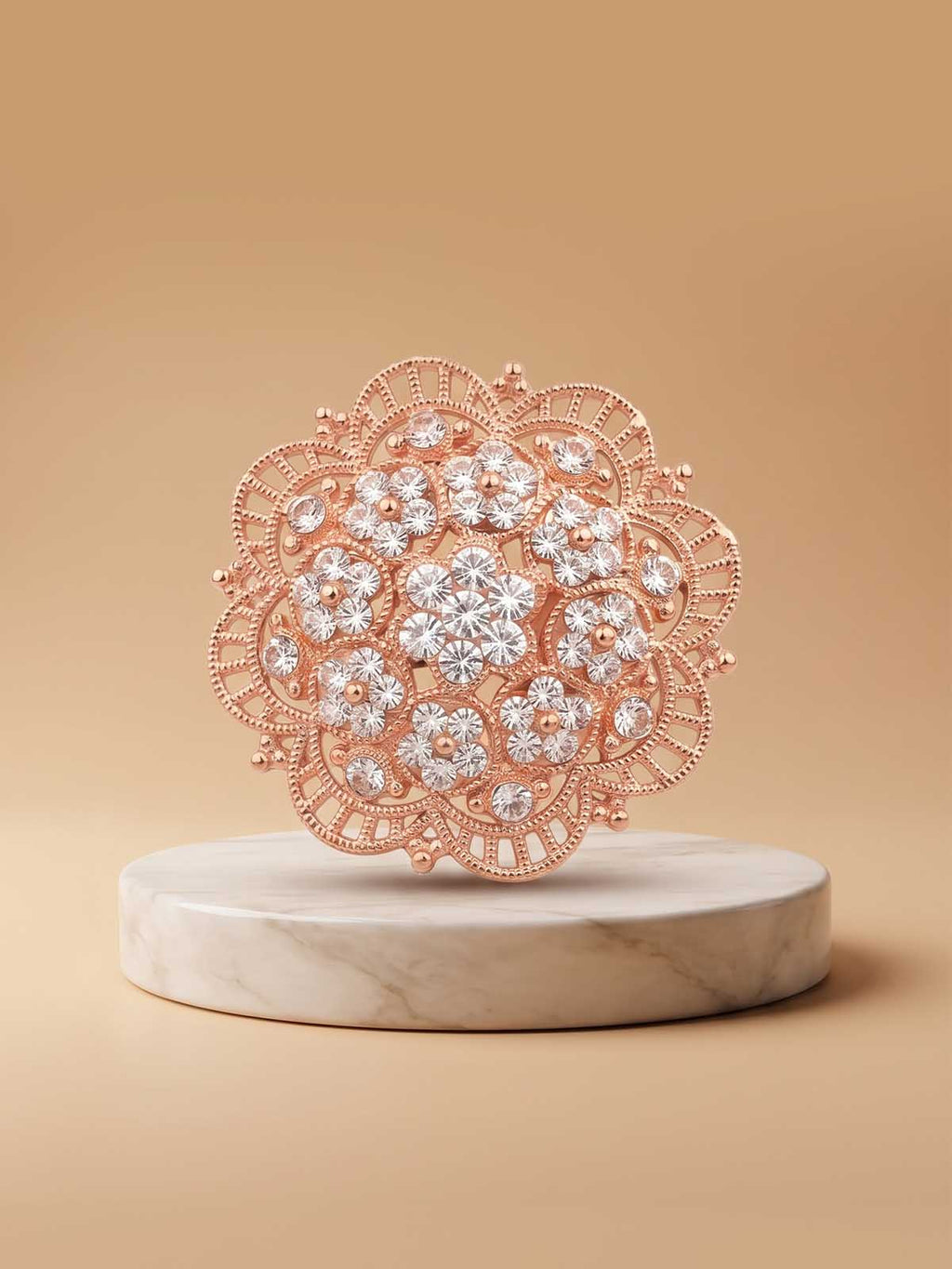 Rose Gold Filigree Medallion Ring | RGIN80