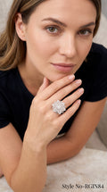 Silver Crystal Flower Statement Ring | RGIN84