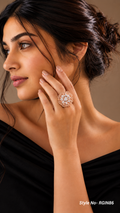 Rose Gold Round Crystal Medallion Ring | RGIN86