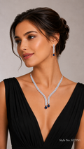 Silver Blue Crystal Necklace and Earring Set | SETIN1