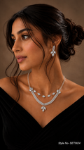 Silver Layered Crystal Necklace Set | SETIN24