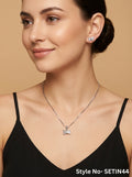 Silver Butterfly Pendant Necklace Set | SETIN44