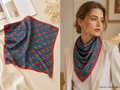 Square Cherry Print Scarf with Framed Contrast Border