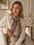 Small Repeating Geometric Scarf in Taupe & Dark Brown – TK90SC048