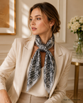 Square Star Motif Mosaic Scarf with Contrast Border