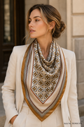Square Geometric Star Scarf with Dual Border Framing